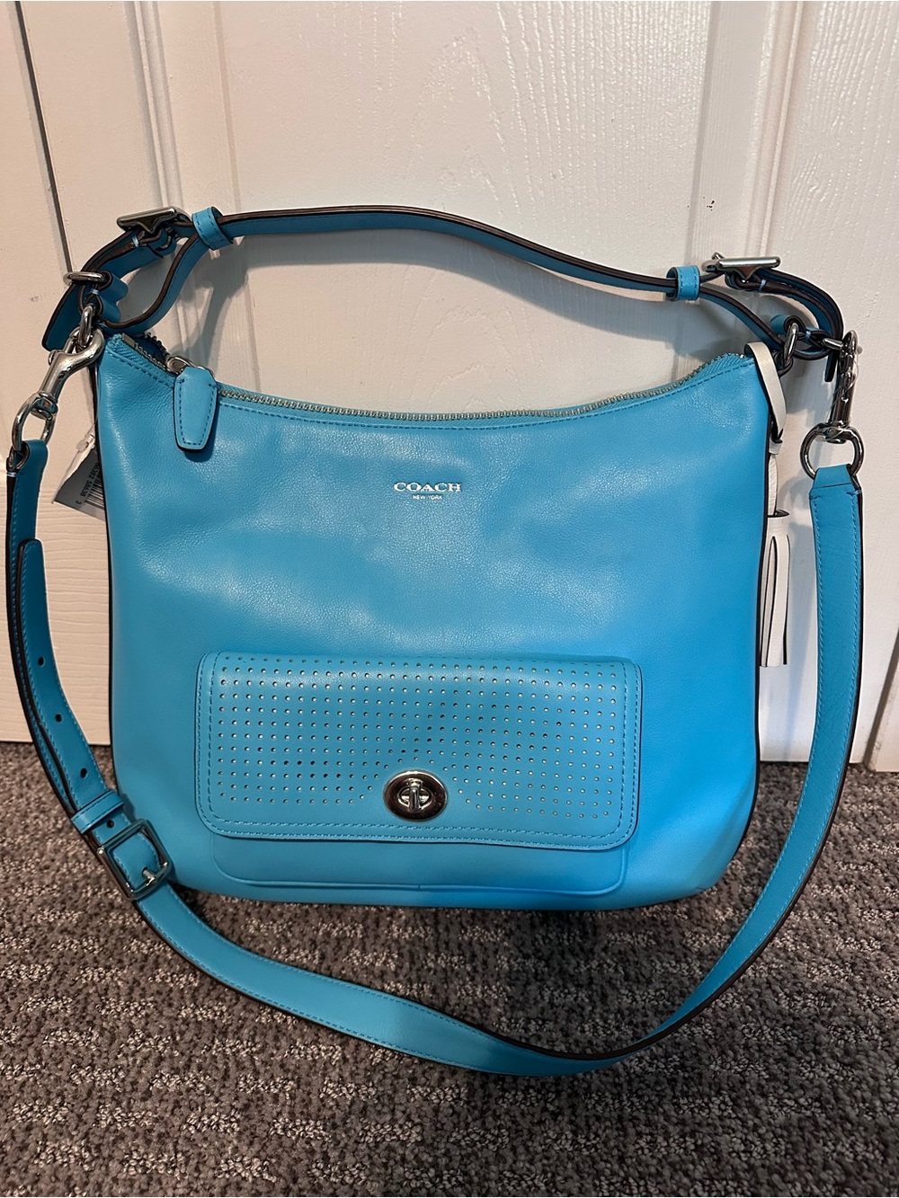 Coach Legacy Perforated Leather Courtenay Hobo Robin’s Egg Blue NWT!